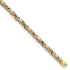 4.25mm 14K Two Tone Gold Fancy Chain Link Bracelet, 8 Inch
